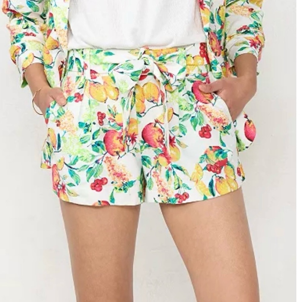 LC Lauren Conrad Multicolor Fruit Print High Waist Shorts